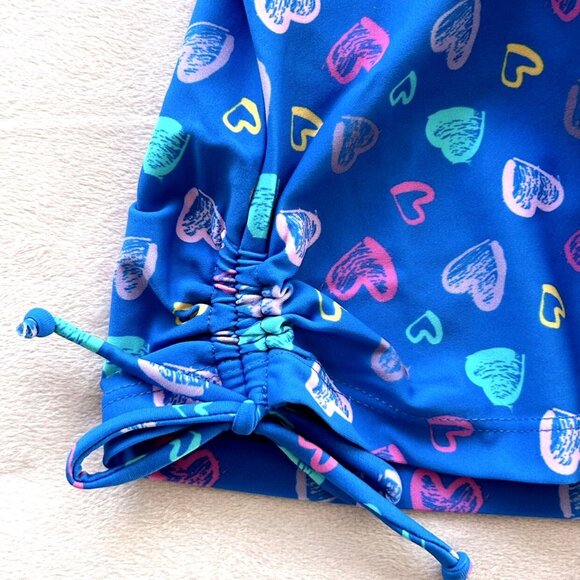 New Calypsa Blue Hearts Abby Quick Dry Side Ruching Swim Tankini UPF 50+ Size 8 - Picture 4 of 6